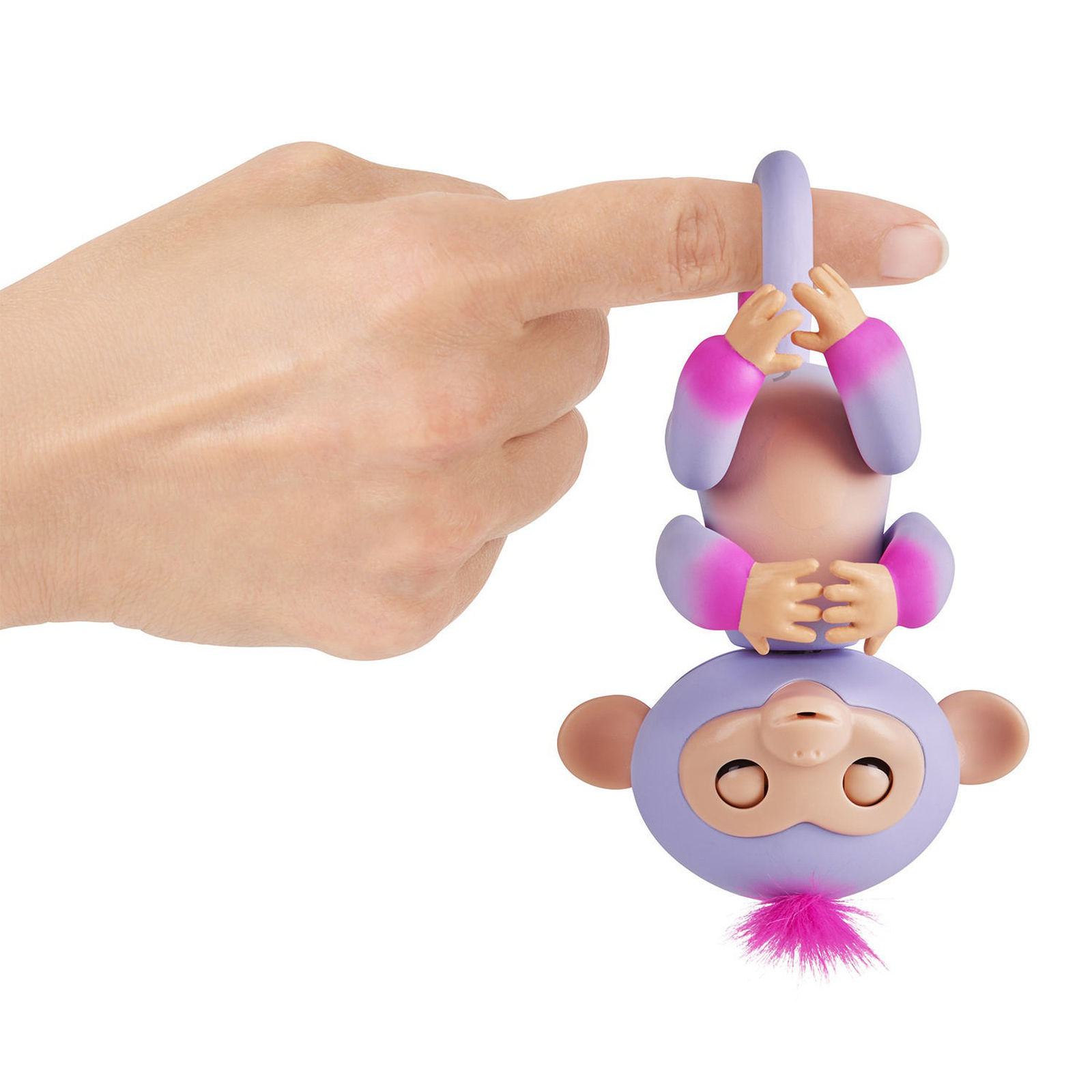 Интерактивная обезьянка Сидней, цвет - пурпур и розовая, 12 см.  